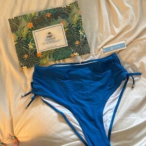 Cupshe Blue High-Waisted Bikini Bottom with Side Ties